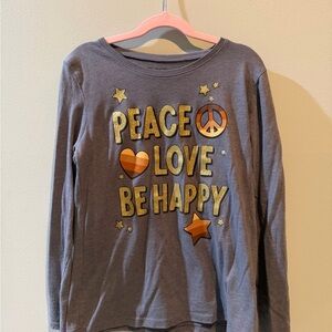 The Children's Place Gray Long Sleeve Tee with Peace Love Be Happy Design